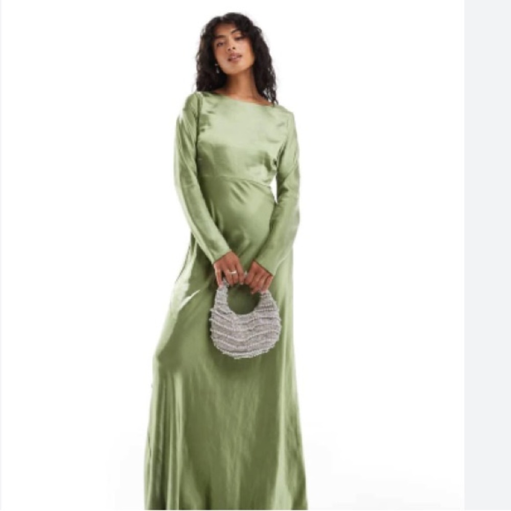 Six Stories: Sage Satin Maxi Dress